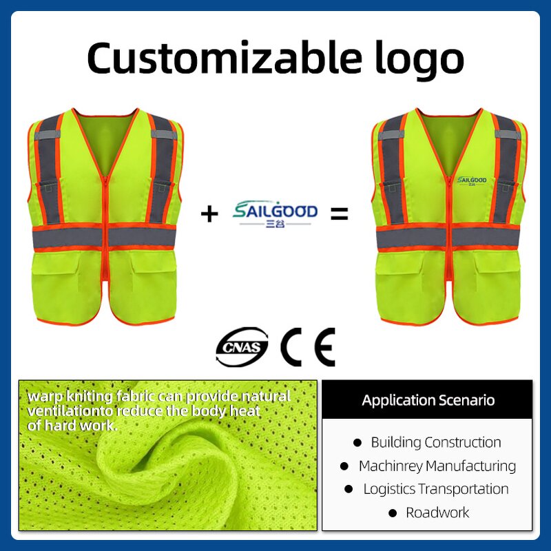 Safety Vest Factory - High Visibility Reflective Polyester Mesh Adjustable Pockets