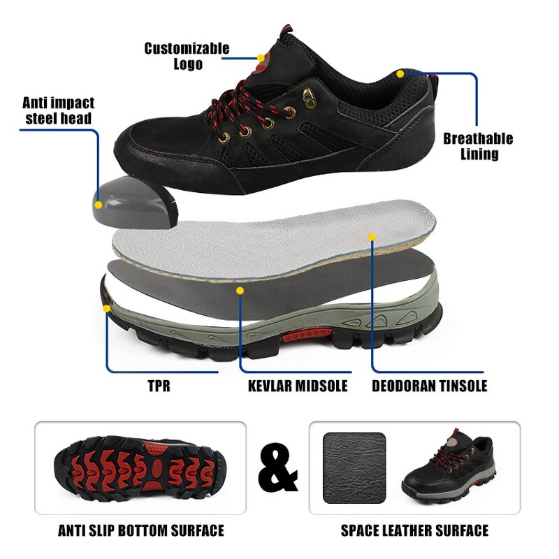 Steel Toe Safety Shoes Factory - Lightweight Anti Impact Leather Surface