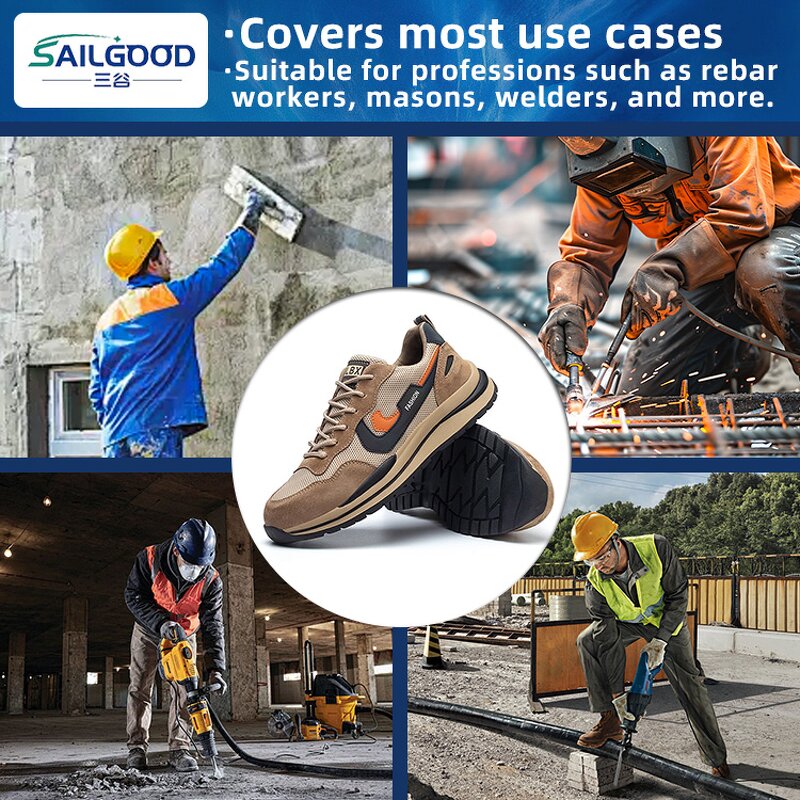 Work Safety Shoes Manufacturer - SAILGOOD Breathable Pork Chop Leather Mesh EVA
