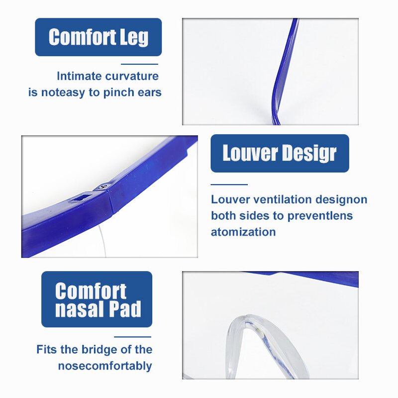 Safety Goggles Factory - Adjustable Lightweight Wing Protection Wide-Vision Fog-Proof