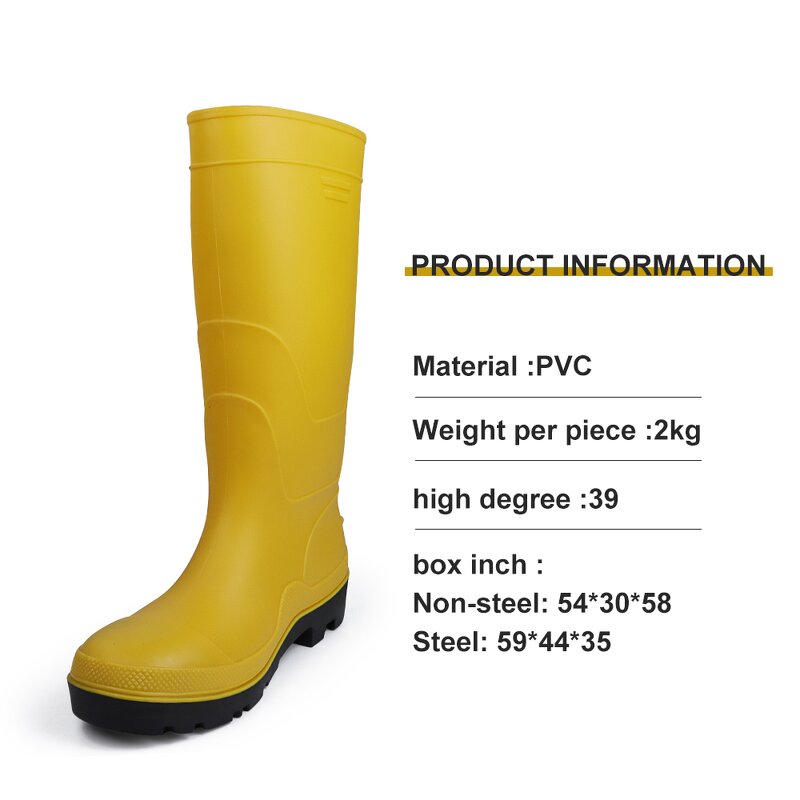 PVC Work Boots Supplier - Oil Acid Alkali Resistant Steel Toe Industrial Harsh