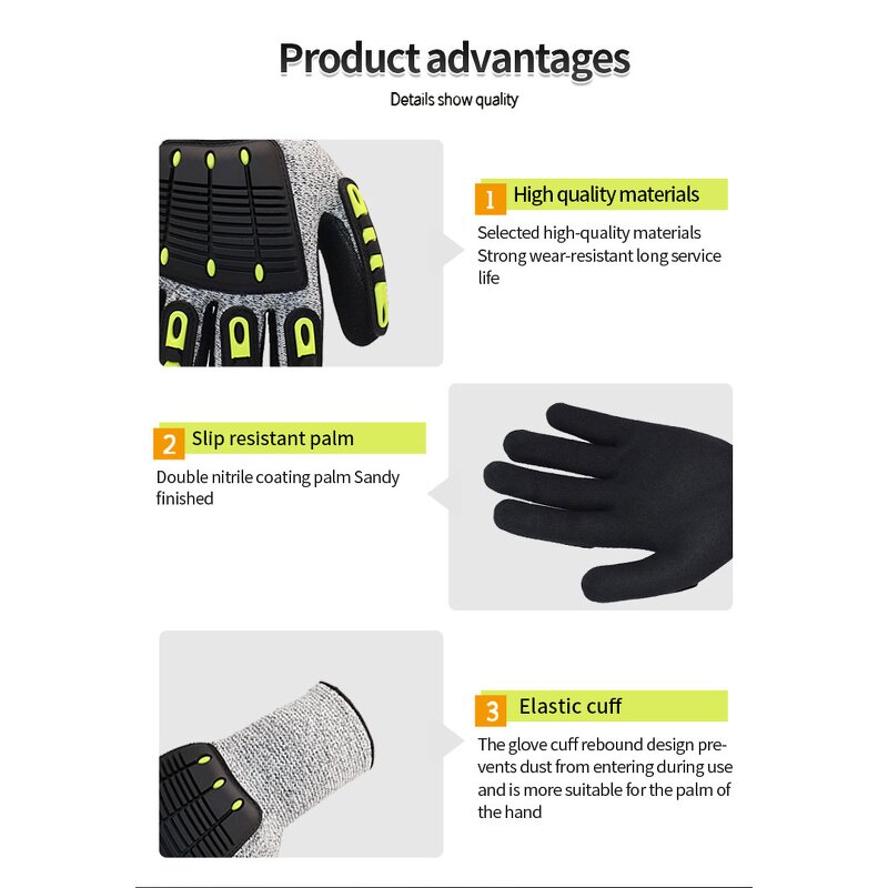 Work Protective Gloves Supplier - Wholesale Grade 5 TPR Frosted Impact Cut Resistant