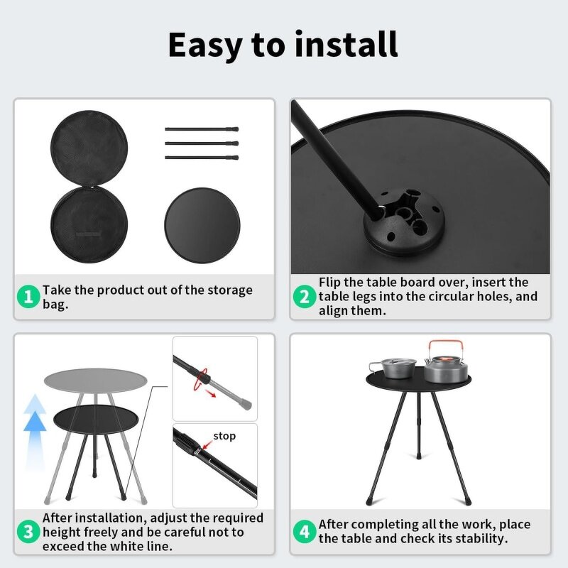 Adjustable Camping Table Factory - Outdoor Folding Round Height Portable Picnic with Mesh