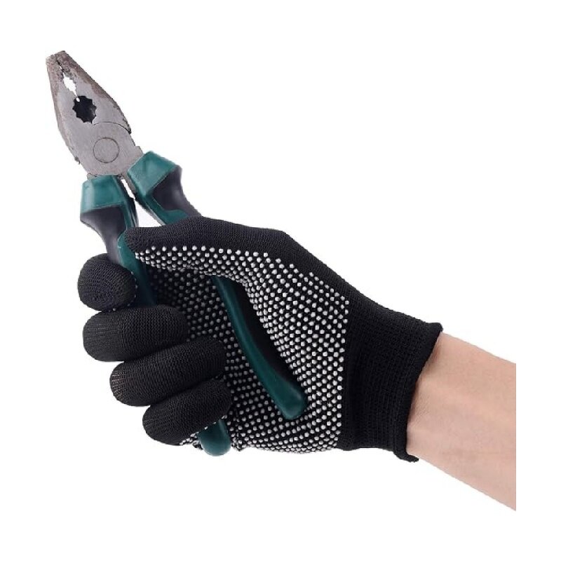 Work Gloves Manufacturer - Cotton Poly Safety Stretchy Thin Liners Dotted Anti Slip