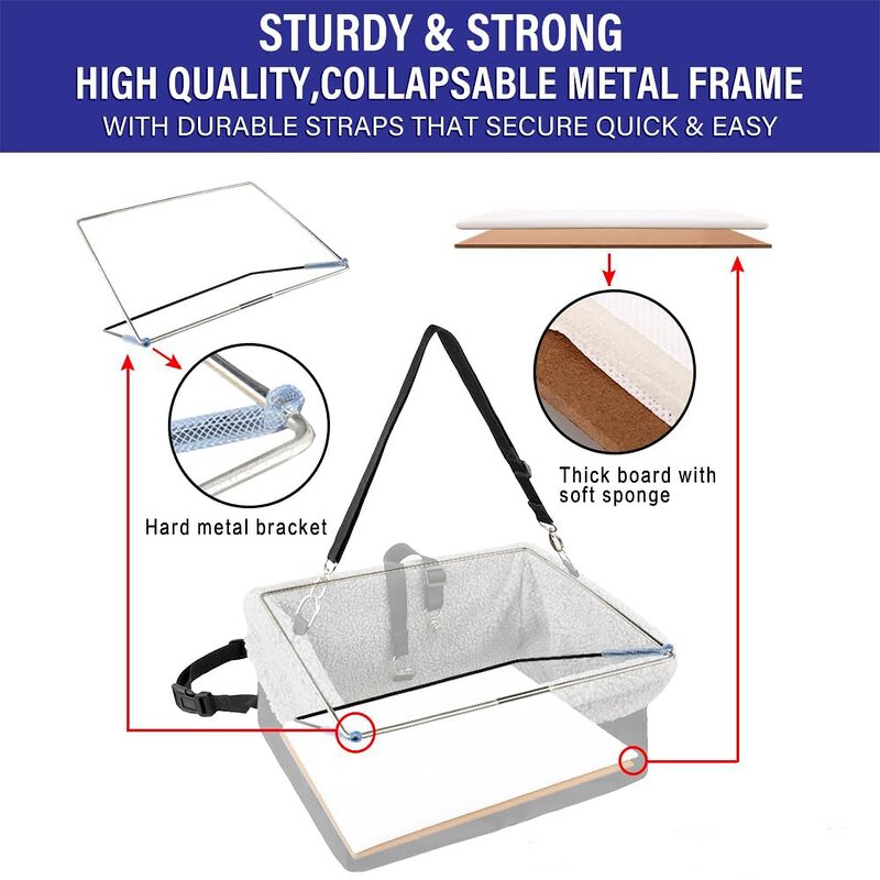 Dog Car Seat Factory - Collapsible Canvas Easy Clean Metal Frame Adjustable Straps