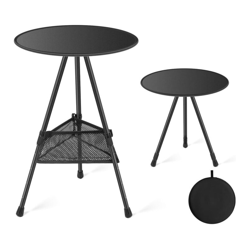 Adjustable Camping Table Factory - Outdoor Folding Round Height Portable Picnic with Mesh