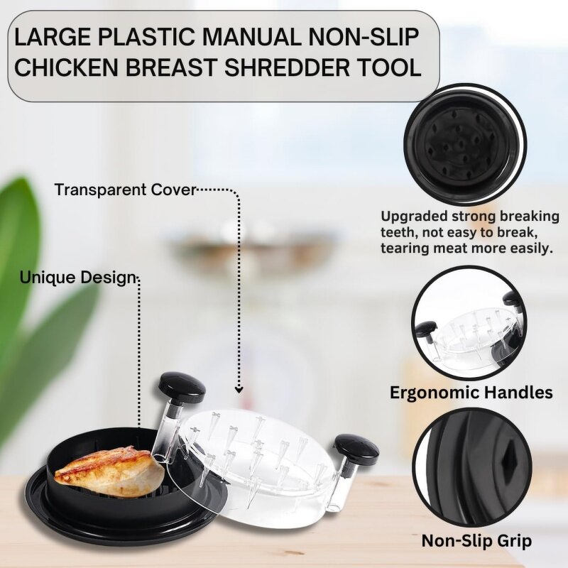 Chicken Meat Shredder Factory - Clear Lid Black 180 Degree Rotating Cover 3 Levels