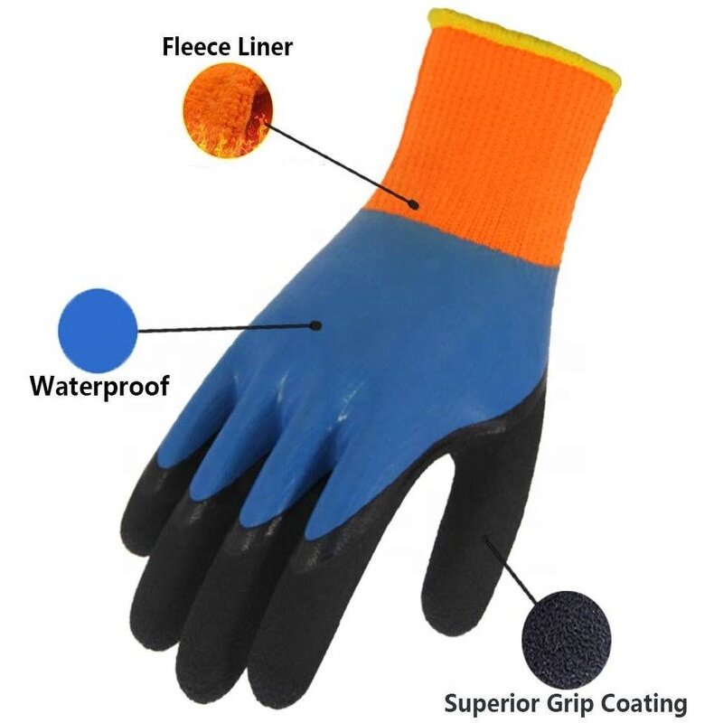 Winter Work Gloves Manufacturer - 15 Gauge Waterproof Thermal Double Coated Nylon Terry