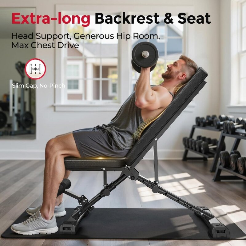 Foldable Weight Bench Supplier - Workout Extended Backrest Press Strength Training