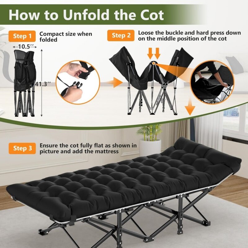 Camping Cot with Bag Manufacturer - Adults Folding Sleeping Cot Portable Wide Cot