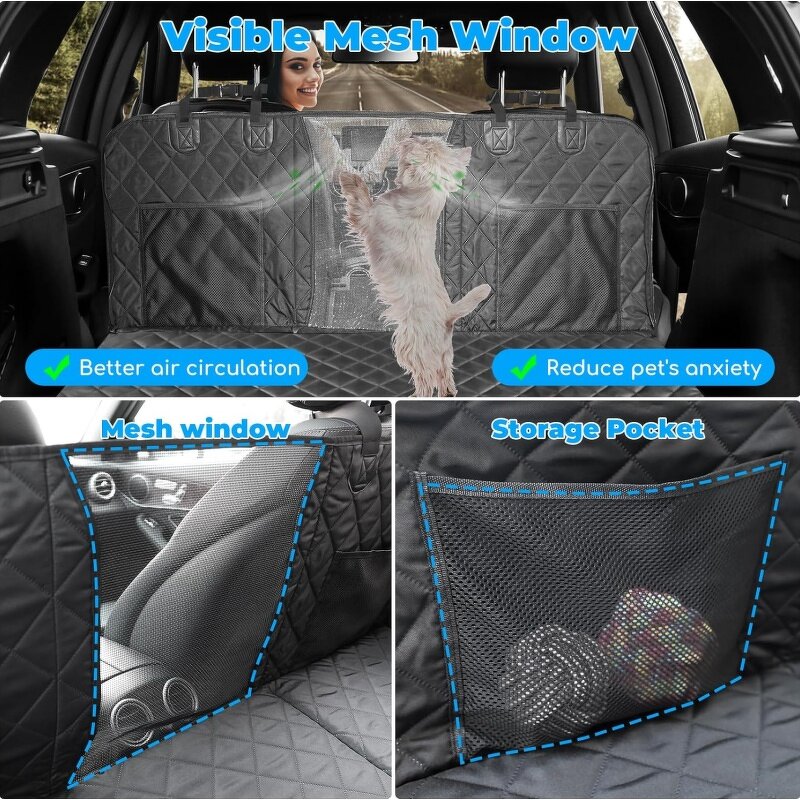 SUV Dog Cover Factory - Hard Bottom Holds Waterproof Hammock Pet Protector Mesh Window
