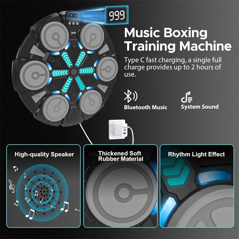 Music Boxing Machine Factory - Kids Adults Wall Mounted Interactive Trainer