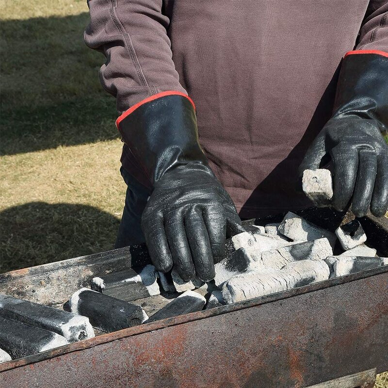 BBQ Oven Mitts Manufacturer - Neoprene Coating Barbecue Grill Baking 14 Inch Kitchen