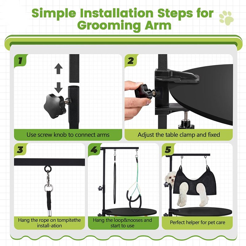 Dog Grooming Clamp Supplier - Ideal for Small Medium Pets Adjustable Table Arm Hammock