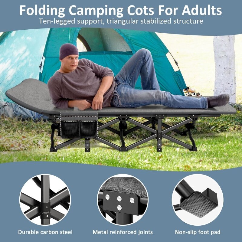 Folding Sleeping Cot Manufacturer - Adults Portable Camping Cot with Carry Bag