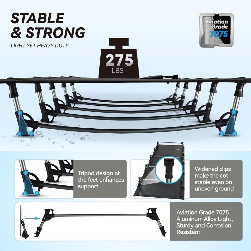 Folding Sleeping Cots Supplier - Adults Portable Camping Cot with Carry Bag Wide