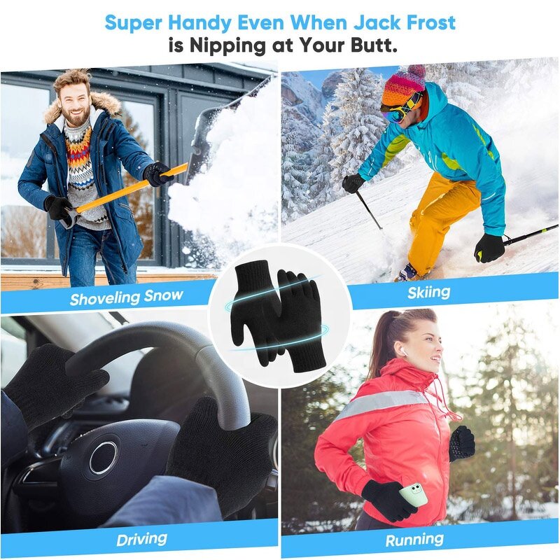 Touch Screen Winter Gloves Factory - Black Men Women Non Slip Thermal Smart Phone Driving