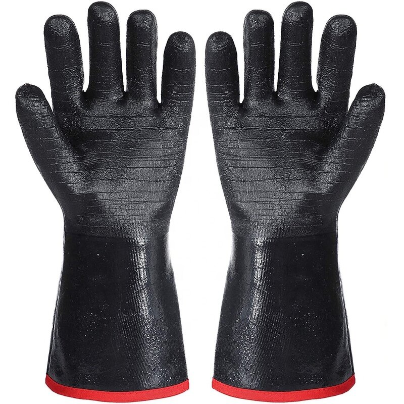 BBQ Oven Mitts Manufacturer - Neoprene Coating Barbecue Grill Baking 14 Inch Kitchen