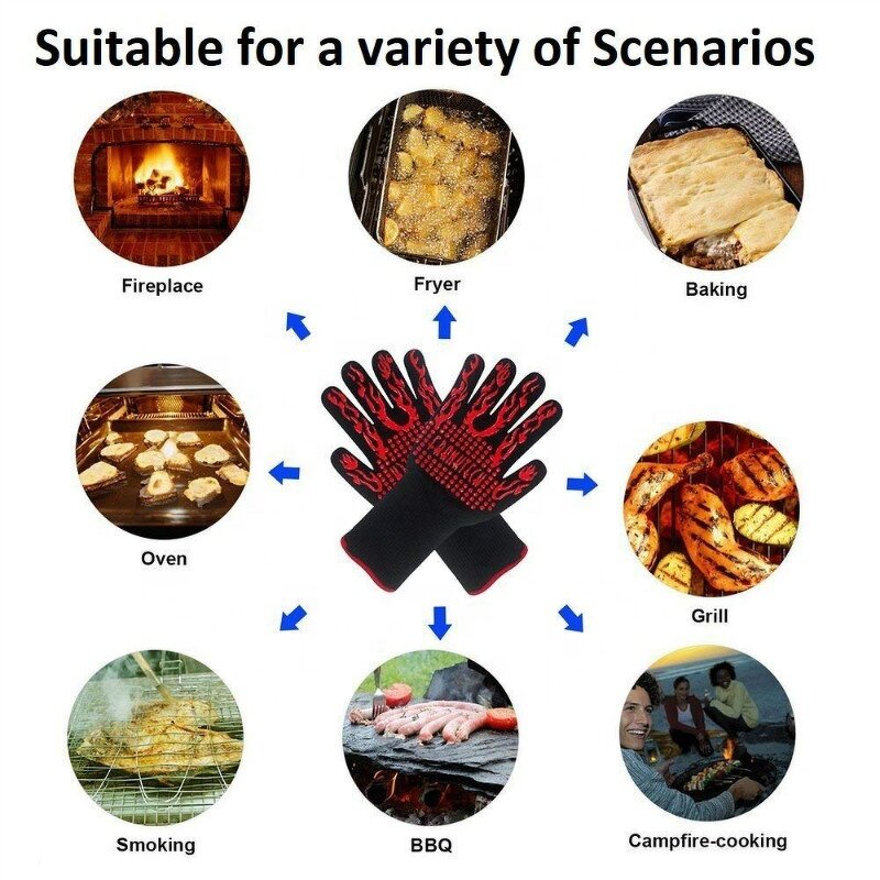 Silicone BBQ Gloves Factory - Extreme Barbecue Grilling Food Grade Candy Making Double