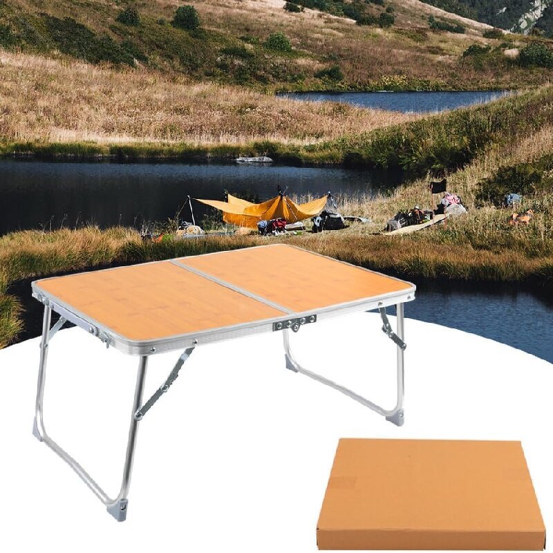 Outdoor Picnic Table Supplier - Portable Foldable Wood Grain Aluminum Alloy Barbecue