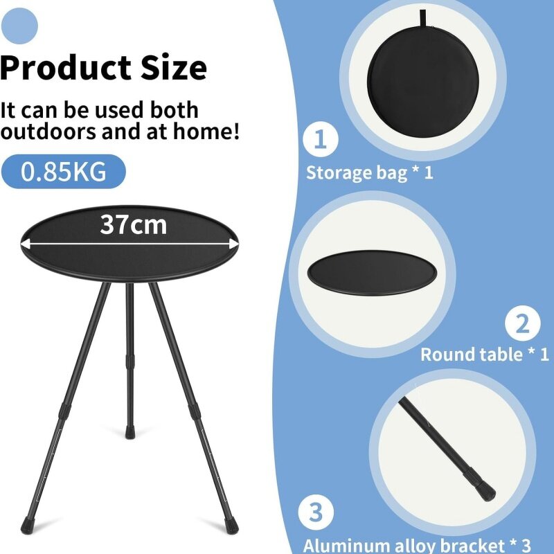 Adjustable Camping Table Factory - Outdoor Folding Round Height Portable Picnic with Mesh