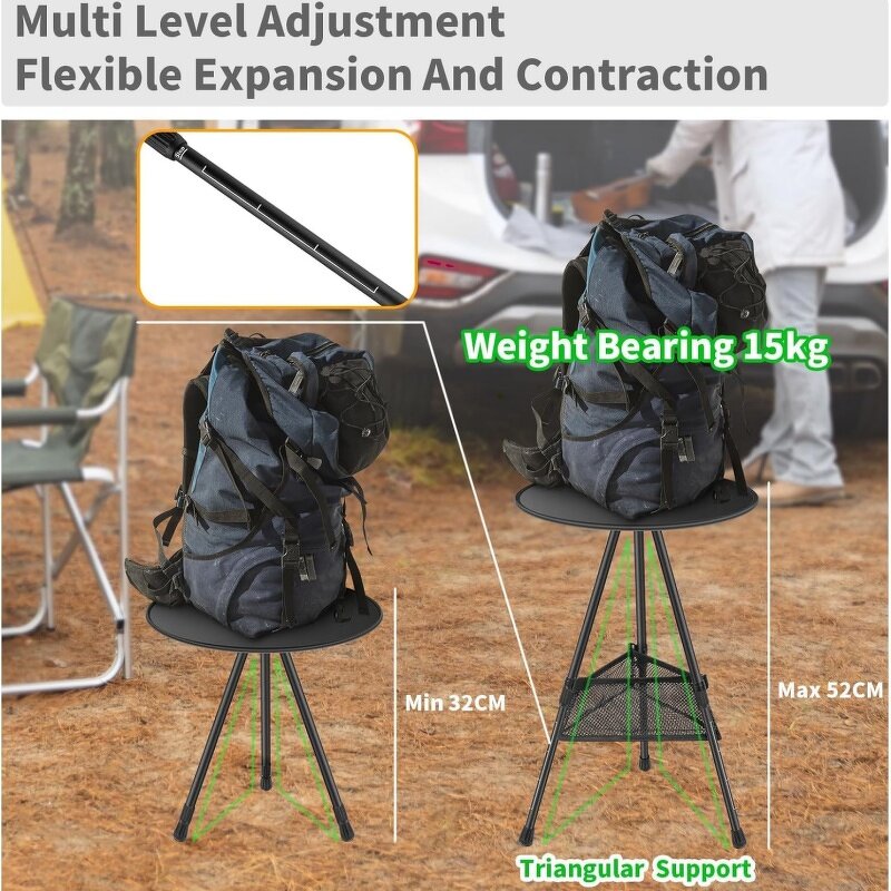 Adjustable Camping Table Factory - Outdoor Folding Round Height Portable Picnic with Mesh