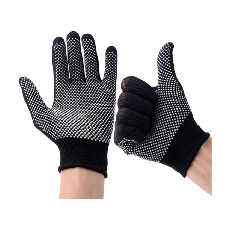Work Gloves Manufacturer - Cotton Poly Safety Stretchy Thin Liners Dotted Anti Slip