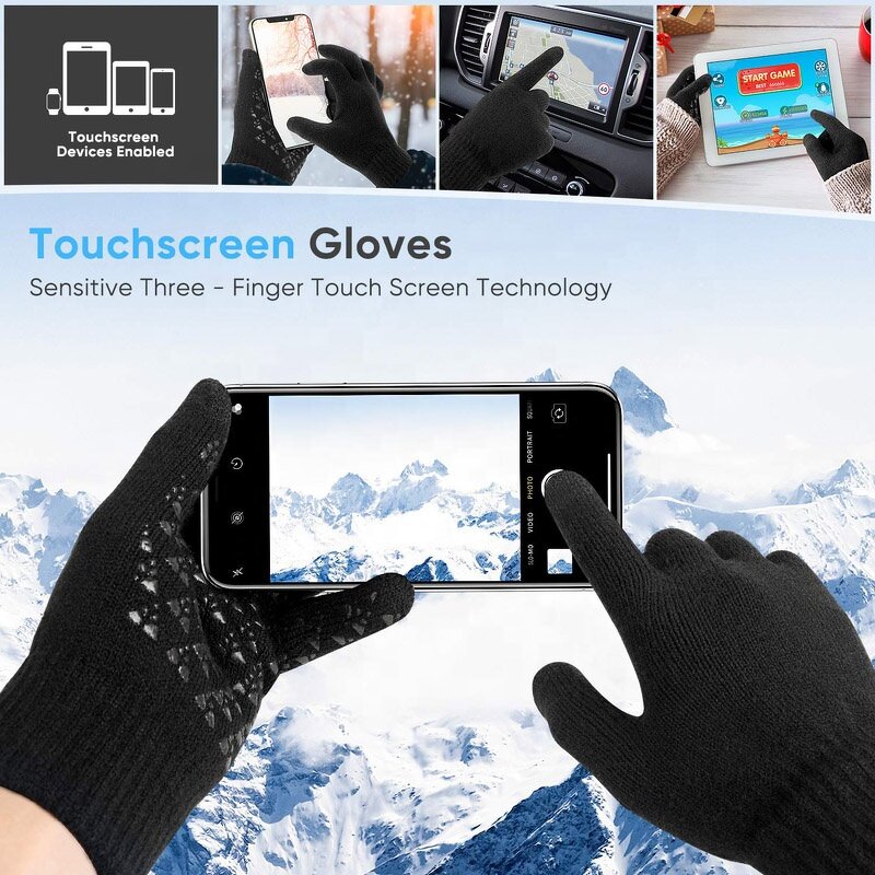 Touch Screen Winter Gloves Factory - Black Men Women Non Slip Thermal Smart Phone Driving