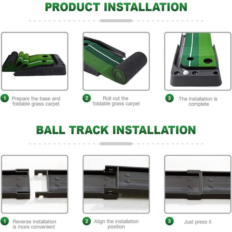 Indoor Golf Putting Mat Supplier - Training Mat with Auto Ball Return Tracks