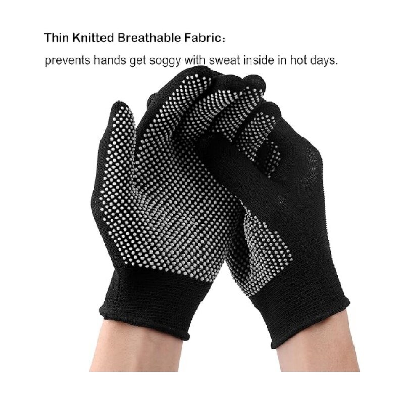 Work Gloves Manufacturer - Cotton Poly Safety Stretchy Thin Liners Dotted Anti Slip