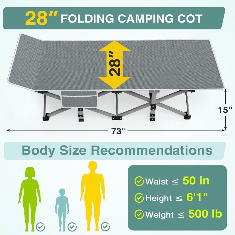 Camping Cot Bed Manufacturer - Adults Folding Sleeping Cot with Carry Bag Wide