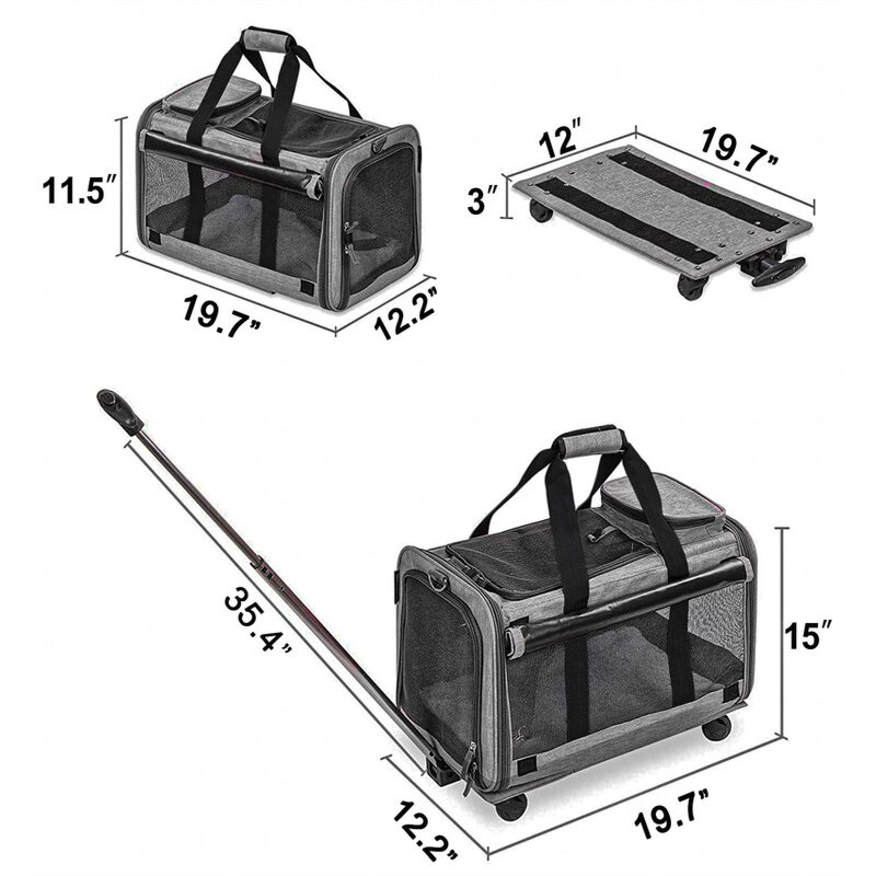 Dog Carrier with Wheels Manufacturer - Foldable Airline Approved Small Dogs Pet Travel