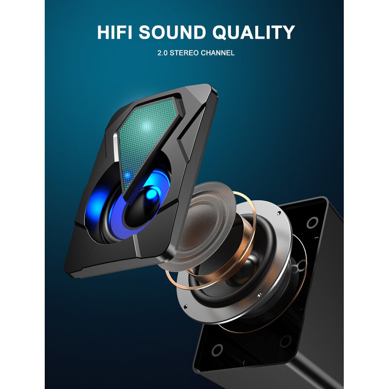 USB Gaming Speaker Factory - Wired Rainbow LED Stereo for PC Laptop