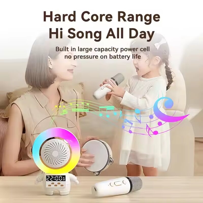 Astronaut BT Speaker Set Factory - RGB LED Clock Karaoke Microphone