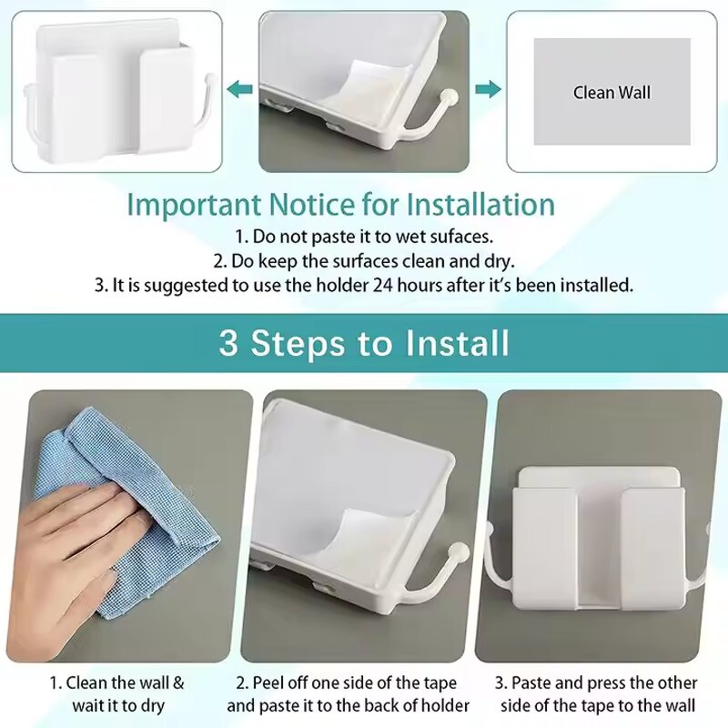 Wall-Mounted Phone Holder Factory - Self-Adhesive Waterproof Charger Stand