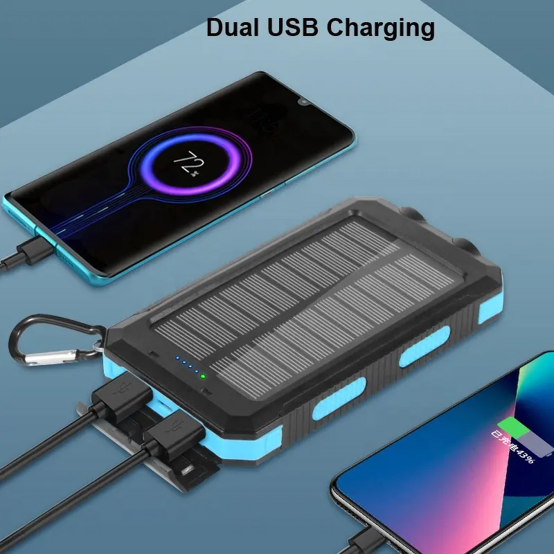 Waterproof Solar Power Bank Factory - 10000mAh Dual USB Polymer Battery