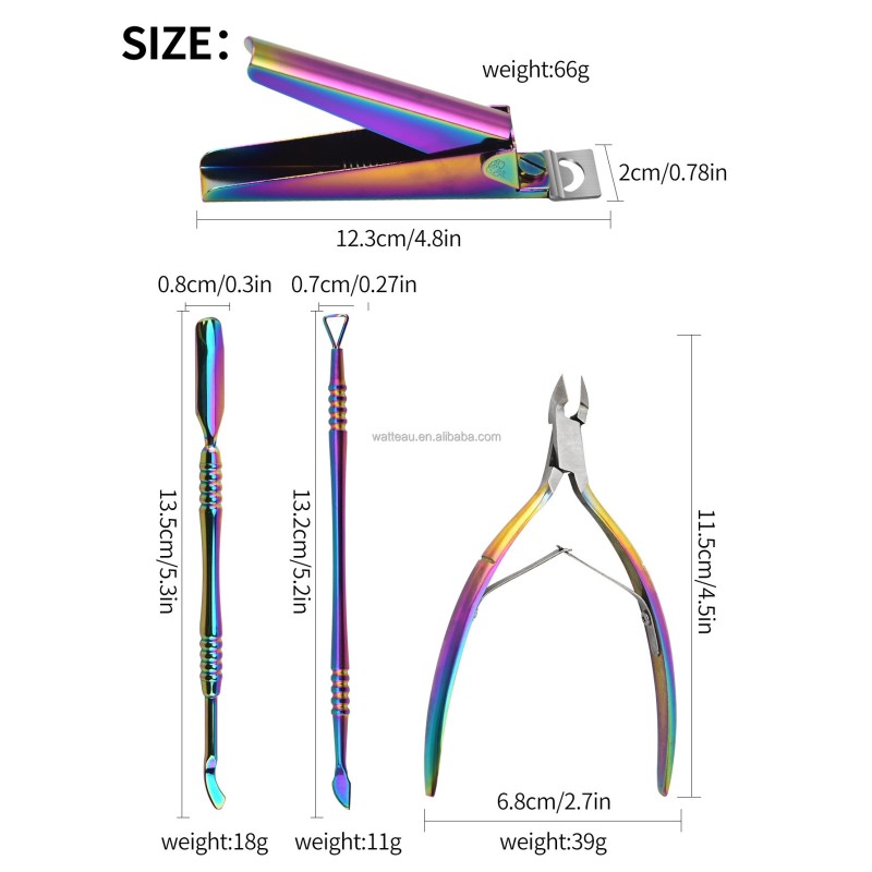 Nail Art Tool Set Factory - 4-Piece Straight Cutter Titanium