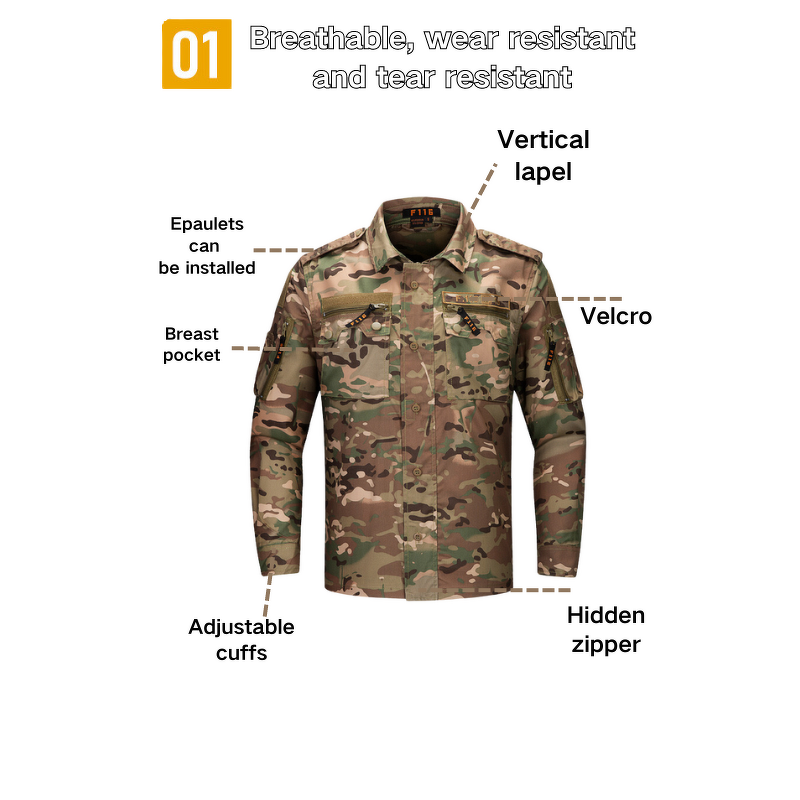 Tactical Uniform Jacket Pants Factory - WANZHUO Custom Men's Multicolor F116 Multicam Polyester Material Wholesale