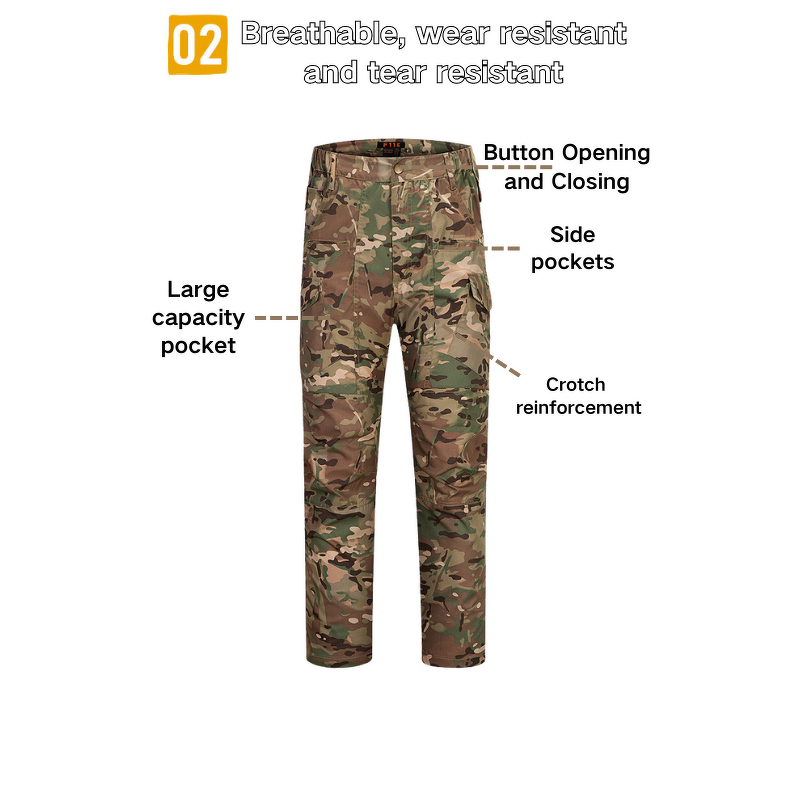 Tactical Uniform Jacket Pants Factory - WANZHUO Custom Men's Multicolor F116 Multicam Polyester Material Wholesale