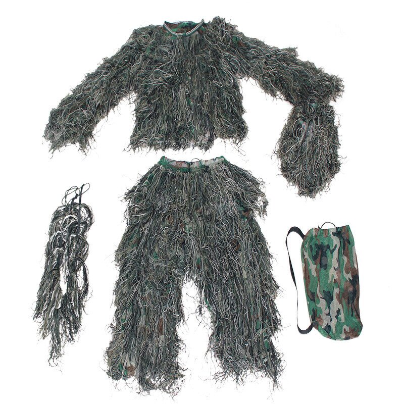 Camouflage Ghillie Suit Manufacturer - WANZHUO Wholesale 3D Universal Adjustable Size Woodland Hunting Tactical