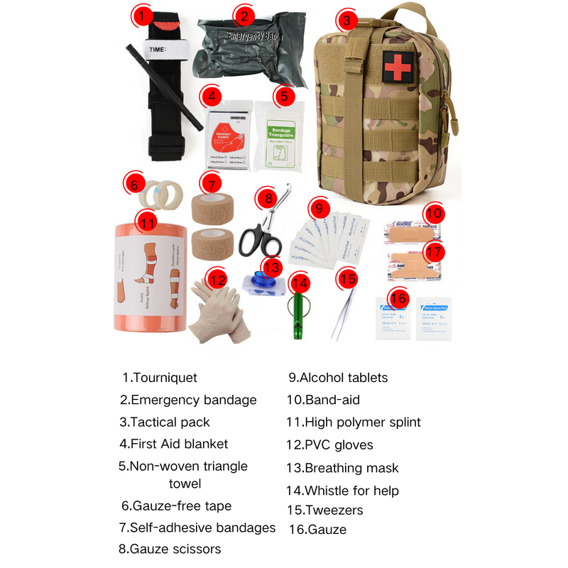 Outdoor Accessories Factory - WWANZHUO Customized Emergency Survival Kit Set Travel Camping Tactical First Aid