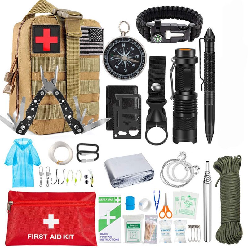 Multisport Accessories Supplier - WWANZHUO Customized Tactical First Aid Bag Emergency Survival Kit Travel Camping