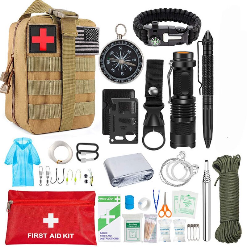 Multisport Accessories Supplier - WWANZHUO Customized Tactical First Aid Bag Emergency Survival Kit Travel Camping