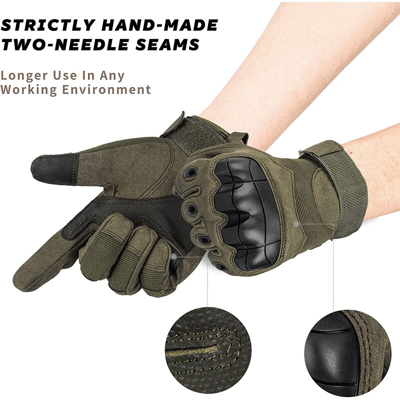 Fleece Tactical Gloves Manufacturer - Army Green Full Finger Hard Knuckle Gloves