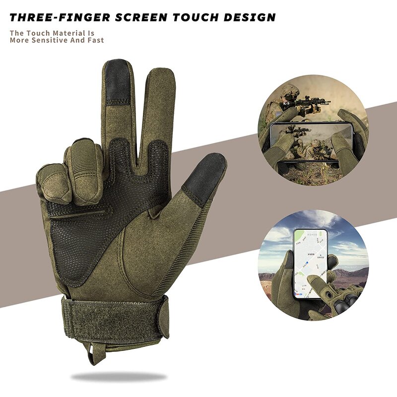Fleece Tactical Gloves Manufacturer - Army Green Full Finger Hard Knuckle Gloves