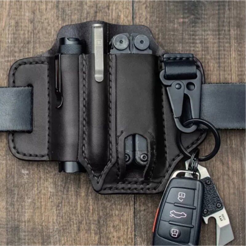 Leather Multitool Sheath Factory - Genuine Belt Knives EDC Pocket Organizer Bag