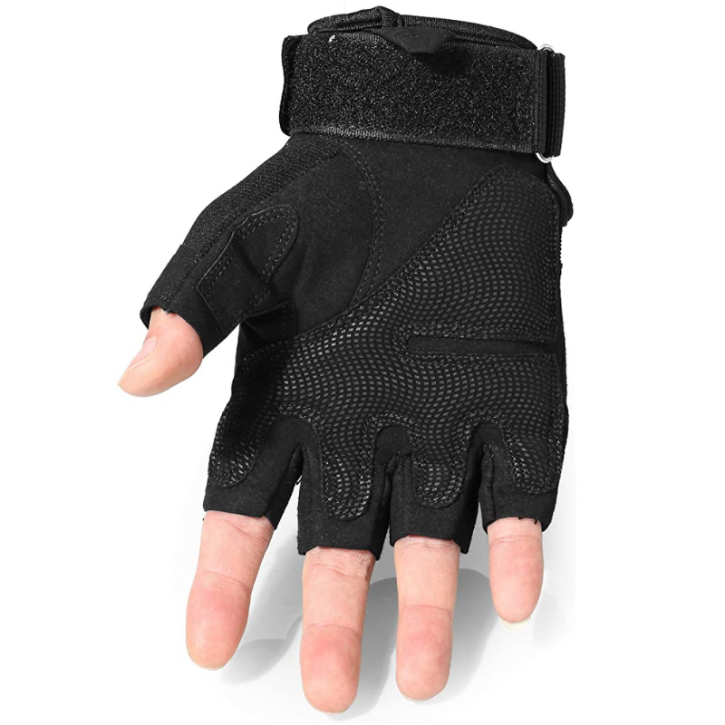 Fingerless Tactical Gloves Factory - Custom Black Half Finger Outdoor Duty Gloves