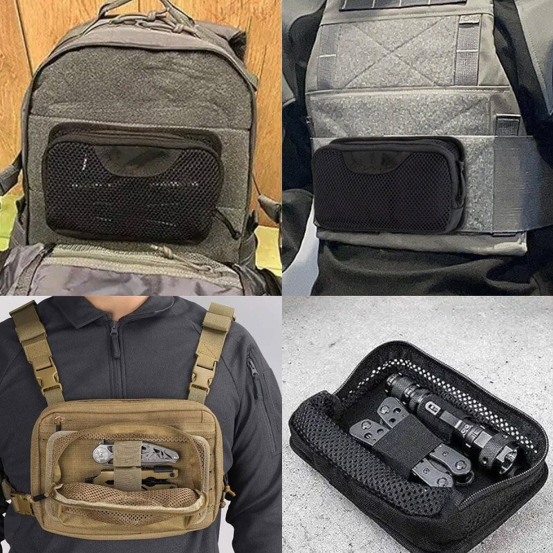 Mesh Utility Pouch Manufacturer - Tactical Zipper Insert Panel Storage Pocket