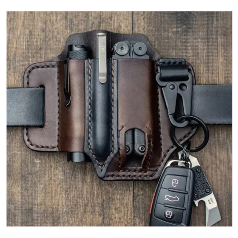 Leather Multitool Sheath Factory - Genuine Belt Knives EDC Pocket Organizer Bag
