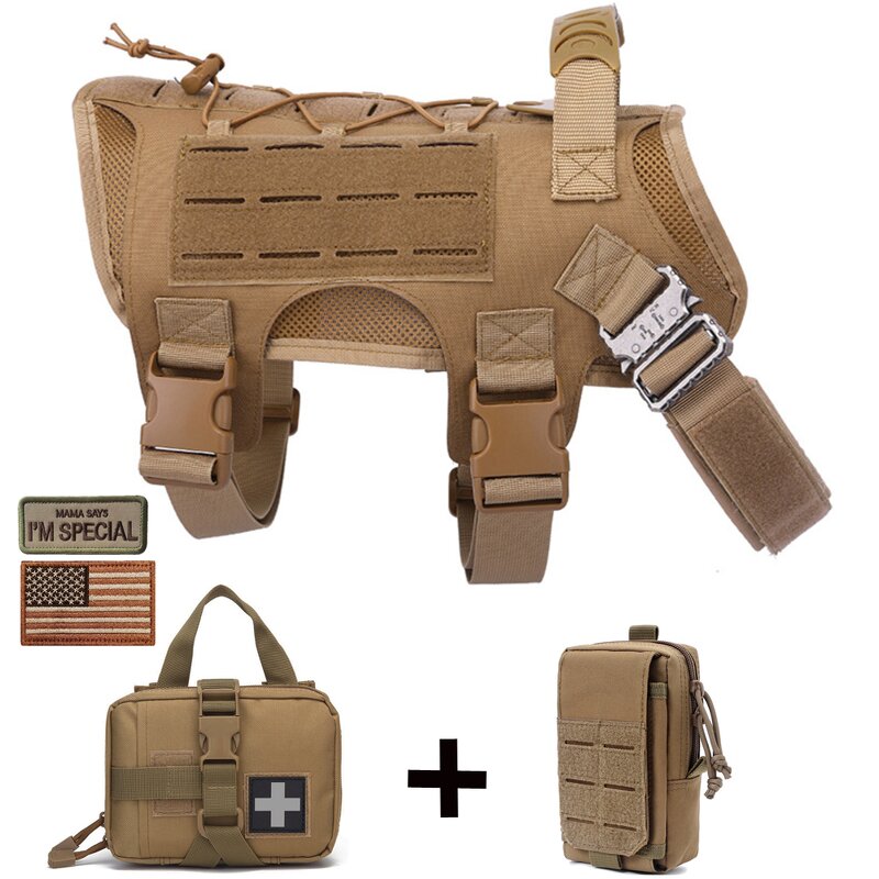 Tactical Dog Harness Factory - 1000D Nylon Molle Hunting Quick Release Vest Set